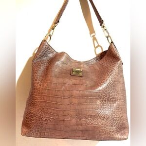 Dooney bourke Croc-Embossed Brown Leather Tote handbag